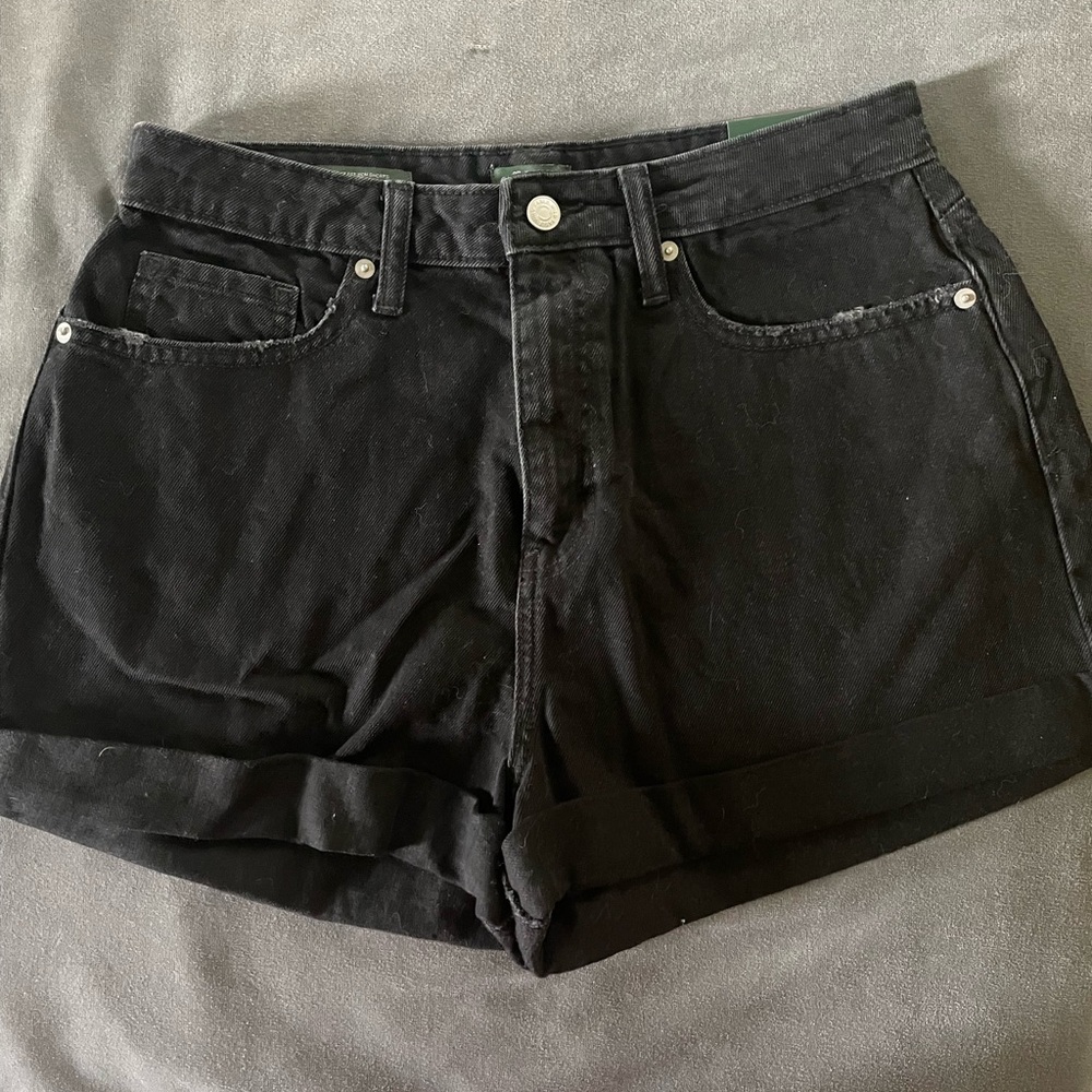 Classic Black Denim Highest Rise Mom Shorts